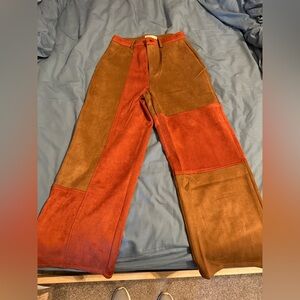 HYFVE Rust & Brown Suede Patchwork Pants